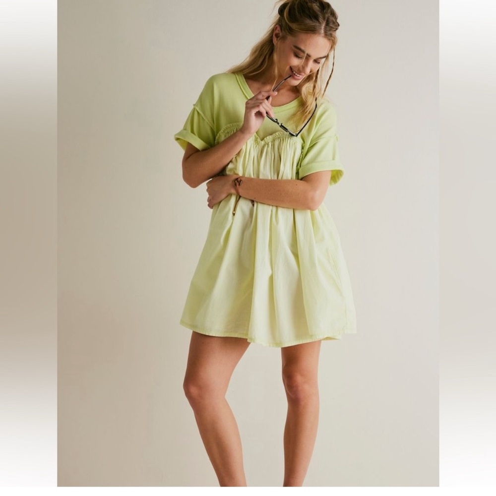 Lime Green Free People Catalina Babydoll Dress
